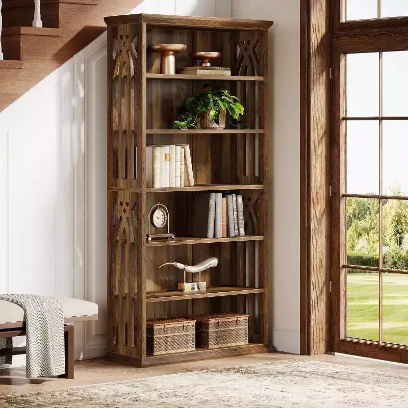 Étagère à livres à 6 niveaux en bois, grande étagère de présentation autoportante