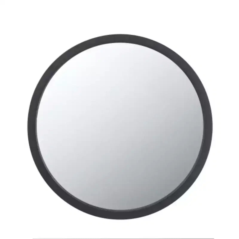 Miroir mural rond avec cadre en bois et finition noire