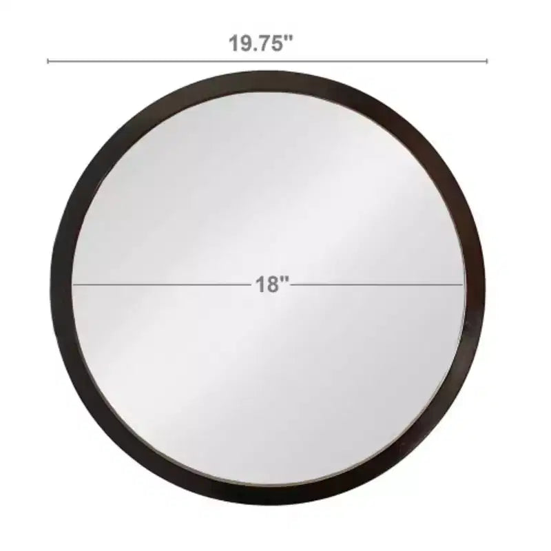 Miroir mural rond avec cadre en bois et finition noire