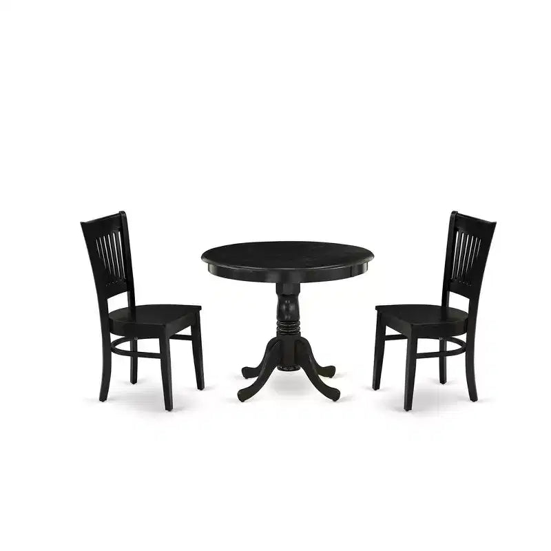 Chaises de salle à manger noires à pied central