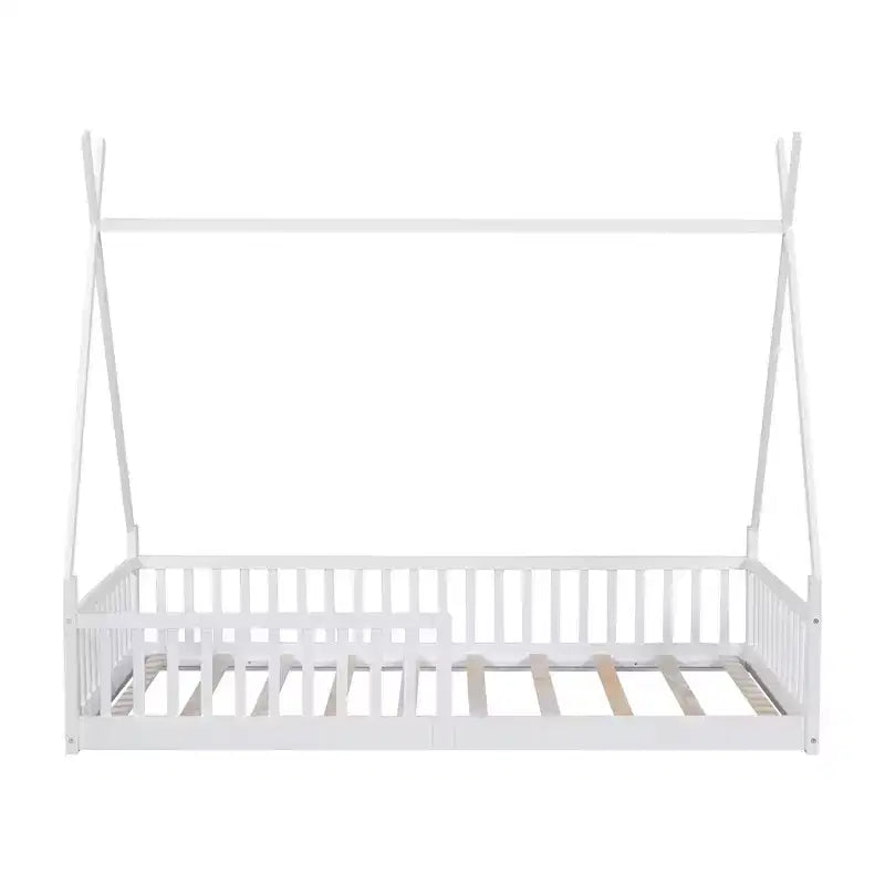 Lit au sol en bois, lit plateforme avec barrière