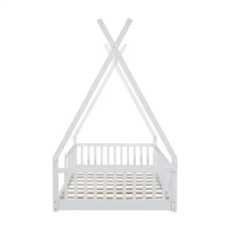 Lit au sol en bois, lit plateforme avec barrière