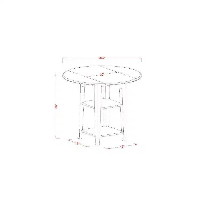 Table de cuisine ronde avec deux étagères