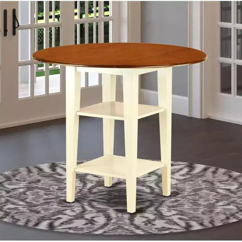 Table de cuisine ronde avec deux étagères