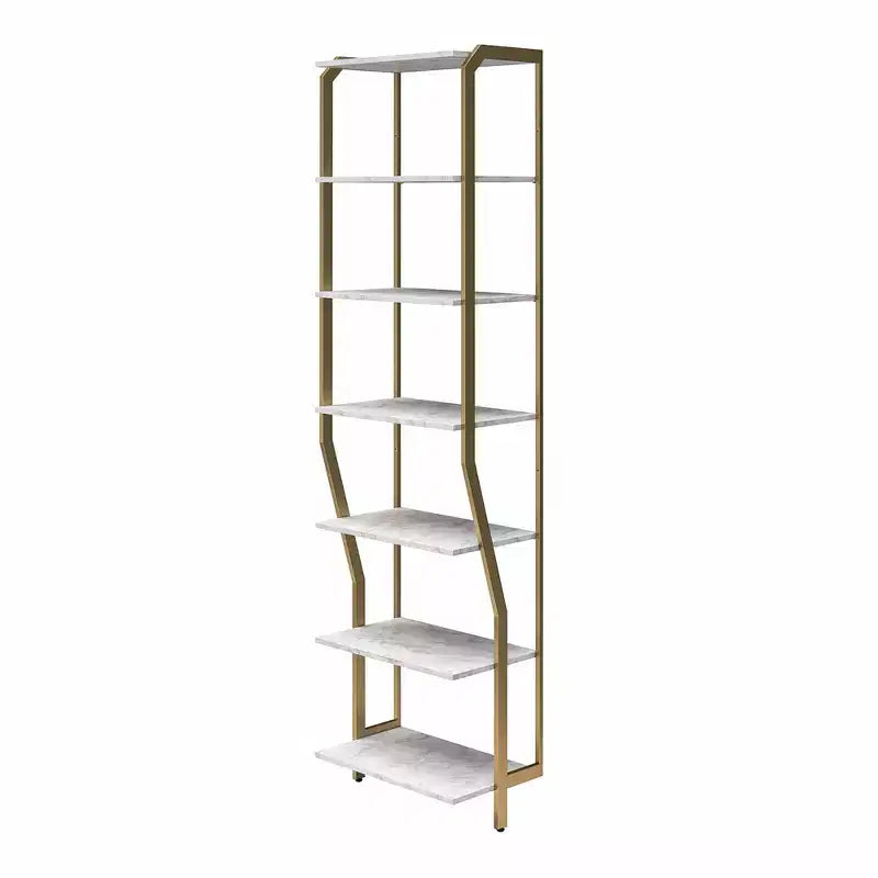 Étagères, Faux Marbre Blanc et Bronze Doré