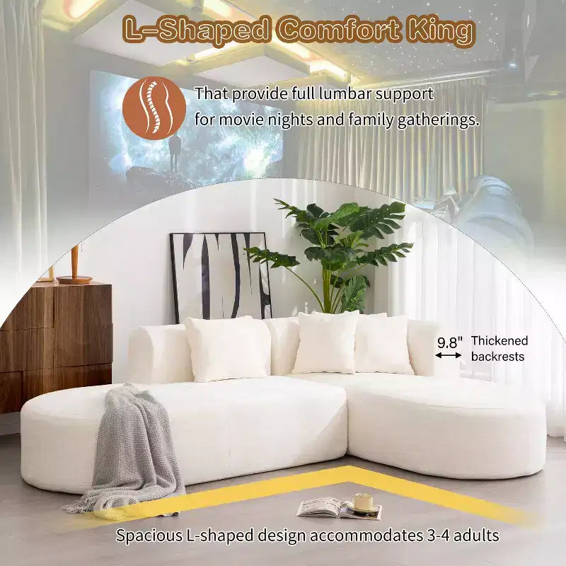 Canapé d'angle incurvé rembourré au design moderne