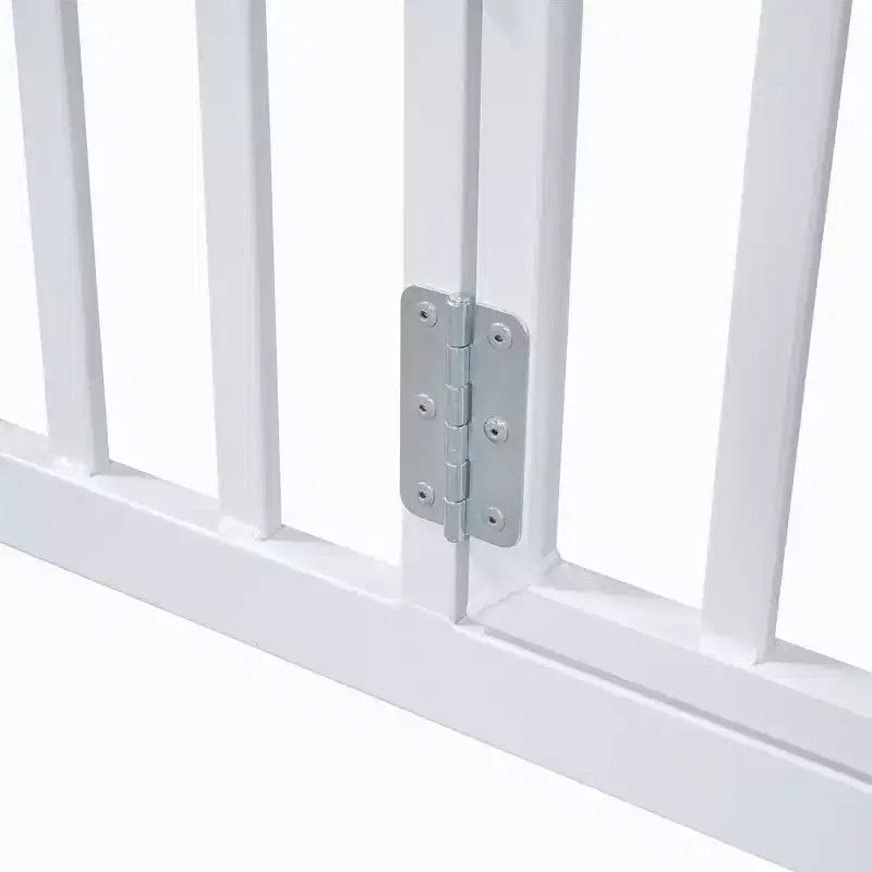 Lit plateforme, cadre de lit en métal en forme de maison avec clôture et porte