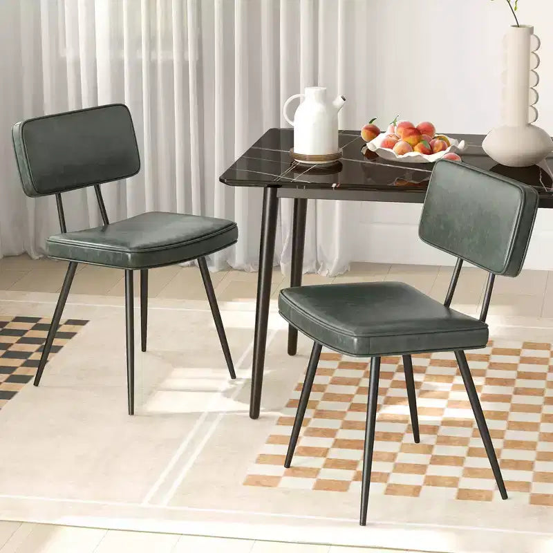 Chaises de salle à manger en similicuir rembourrées d'éponge avec assise cascade