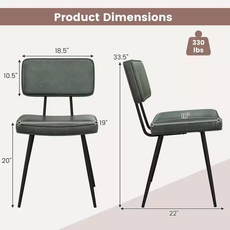 Chaises de salle à manger en similicuir rembourrées d'éponge avec assise cascade