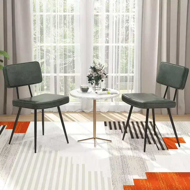Chaises de salle à manger en similicuir rembourrées d'éponge avec assise cascade