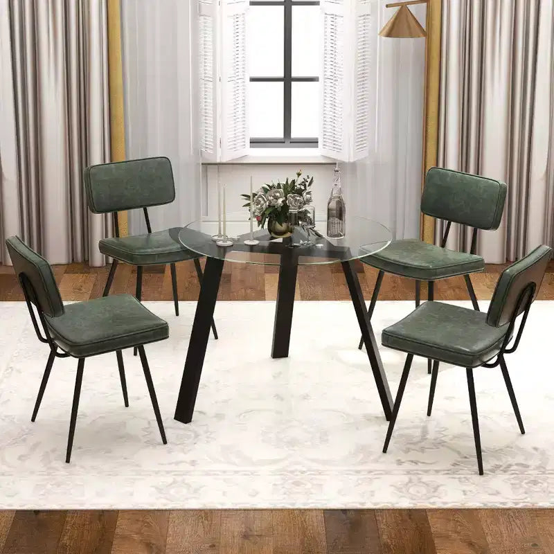 Chaises de salle à manger en similicuir rembourrées d'éponge avec assise cascade