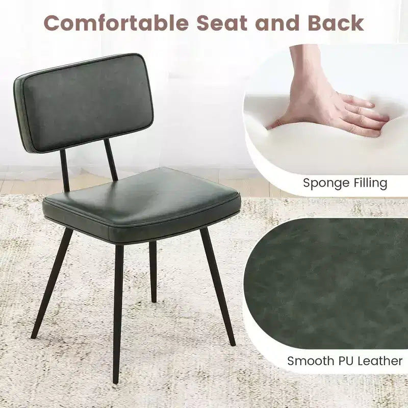 Chaises de salle à manger en similicuir rembourrées d'éponge avec assise cascade