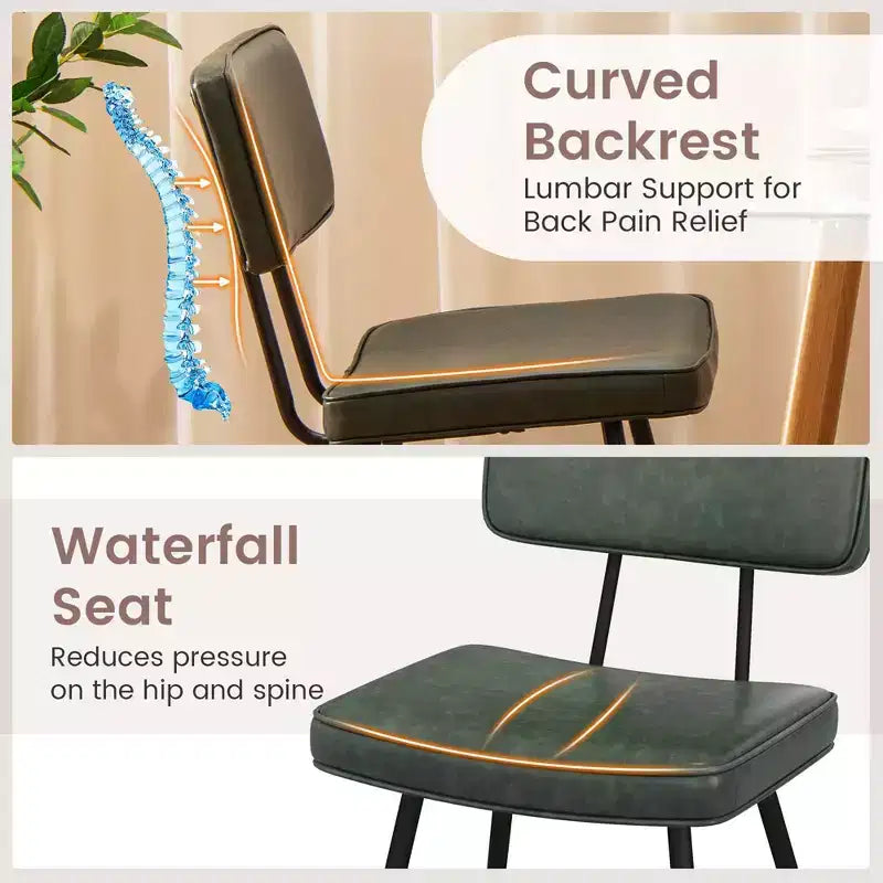 Chaises de salle à manger en similicuir rembourrées d'éponge avec assise cascade