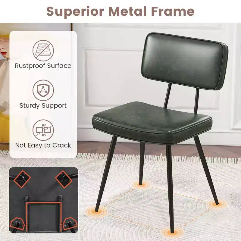 Chaises de salle à manger en similicuir rembourrées d'éponge avec assise cascade