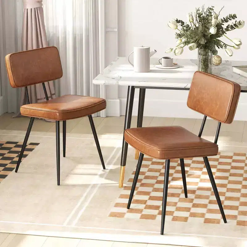 Chaises de salle à manger en similicuir rembourrées d'éponge avec assise cascade