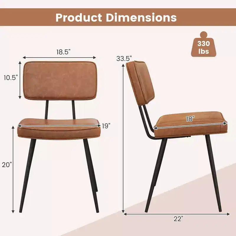 Chaises de salle à manger en similicuir rembourrées d'éponge avec assise cascade