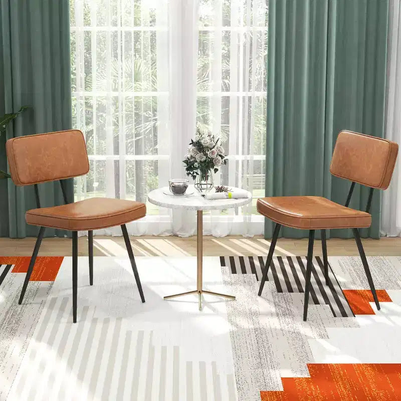 Chaises de salle à manger en similicuir rembourrées d'éponge avec assise cascade