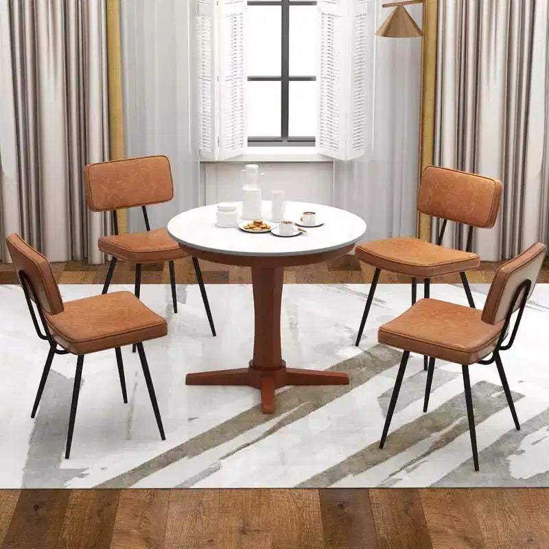 Chaises de salle à manger en similicuir rembourrées d'éponge avec assise cascade