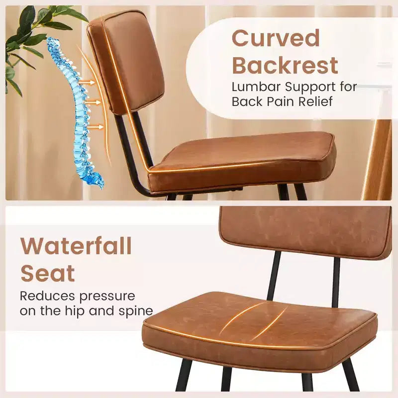 Chaises de salle à manger en similicuir rembourrées d'éponge avec assise cascade