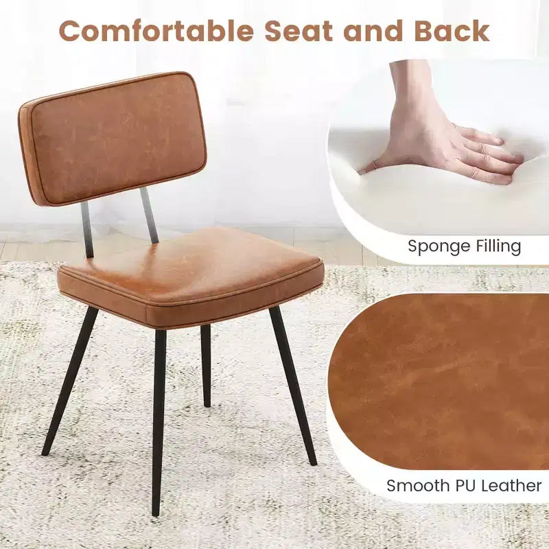 Chaises de salle à manger en similicuir rembourrées d'éponge avec assise cascade