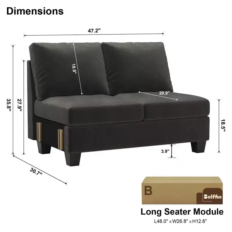 Banquette longue modulaire en velours capitonné