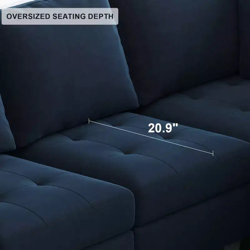 Banquette longue modulaire en velours capitonné