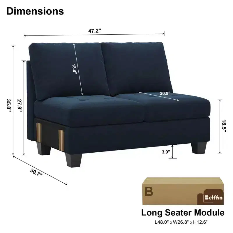 Banquette longue modulaire en velours capitonné