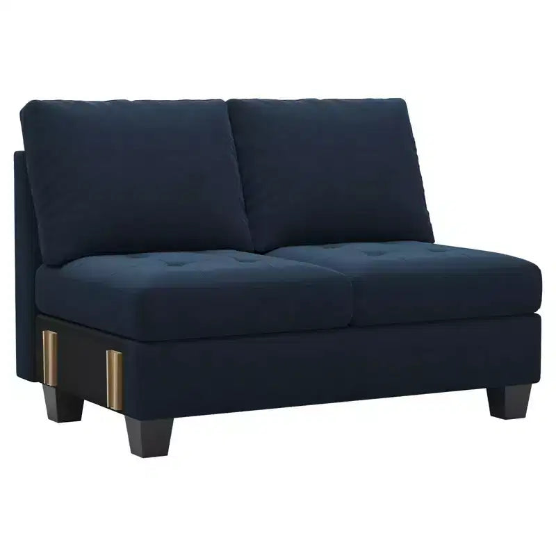 Banquette longue modulaire en velours capitonné