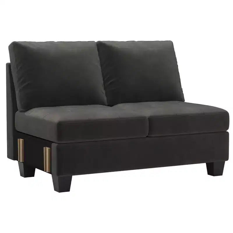 Banquette longue modulaire en velours capitonné