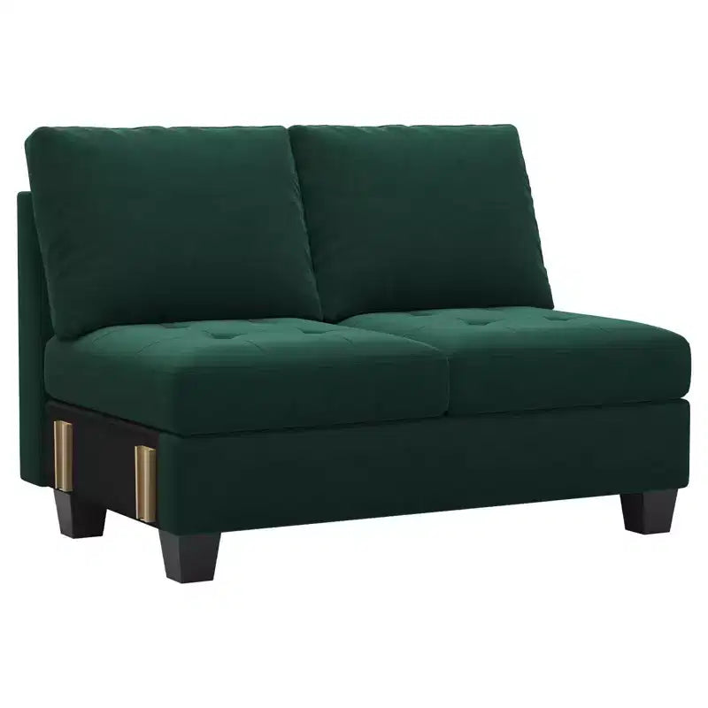 Banquette longue modulaire en velours capitonné