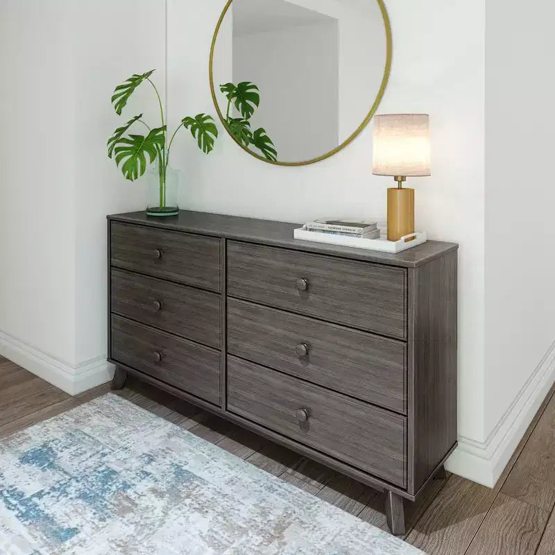 Commode en bois massif classique, commode de rangement pour chambre à coucher