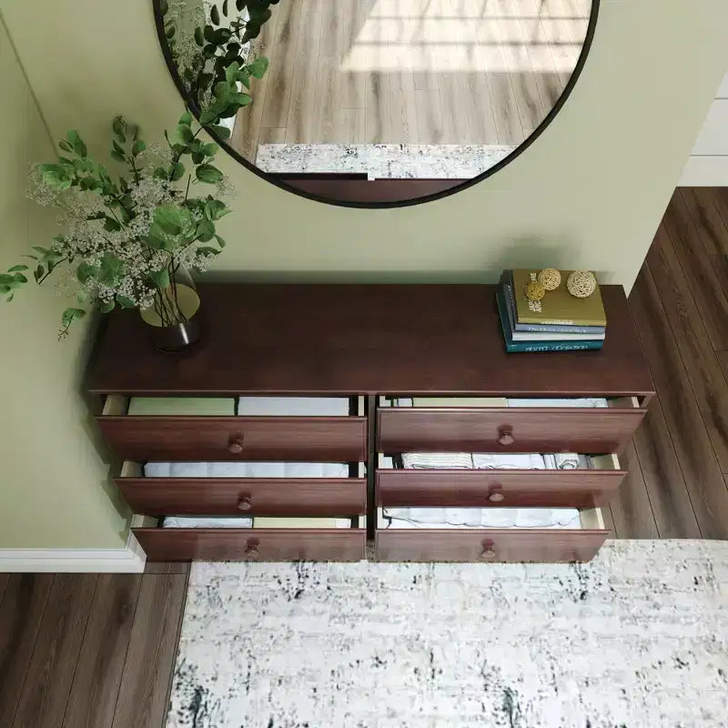 Commode en bois massif classique, commode de rangement pour chambre à coucher
