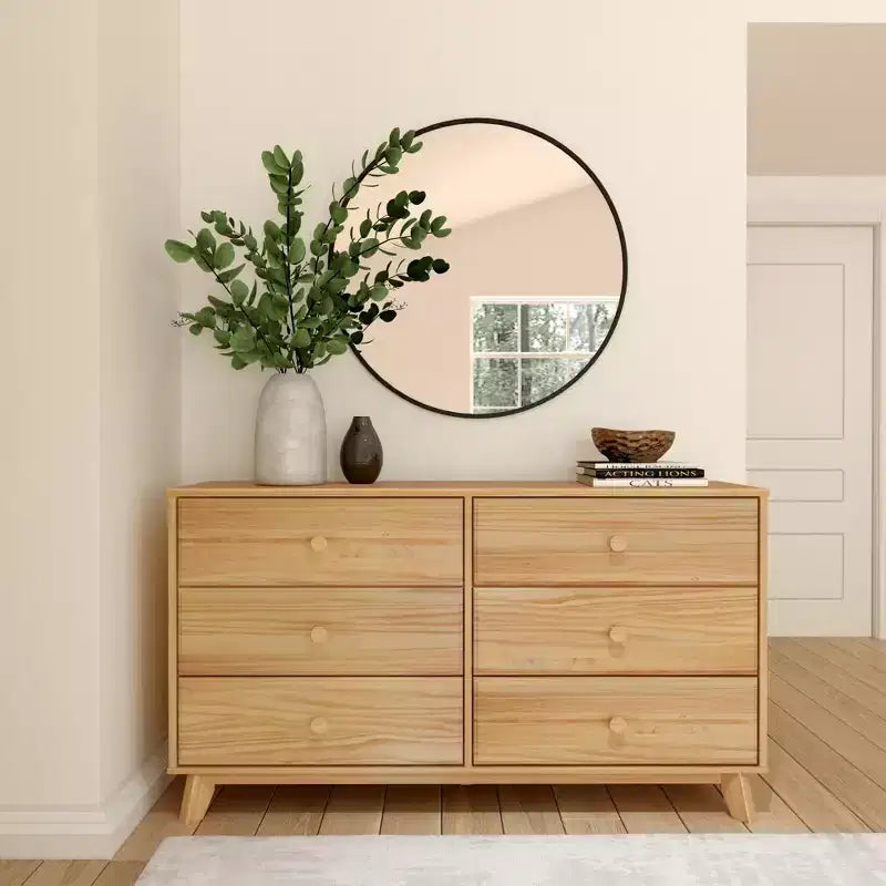 Commode en bois massif classique, commode de rangement pour chambre à coucher