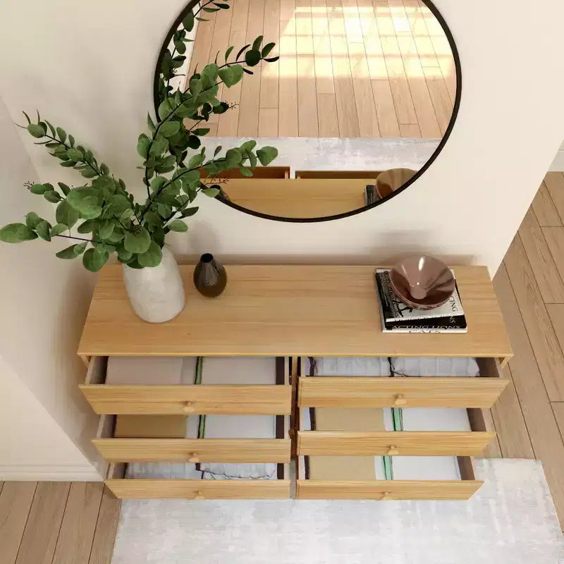 Commode en bois massif classique, commode de rangement pour chambre à coucher