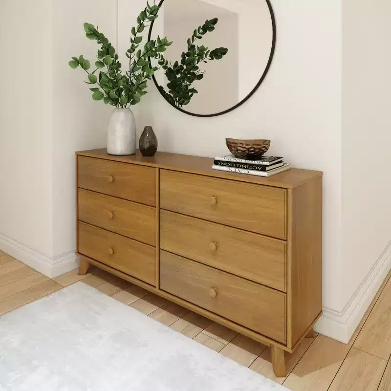 Commode en bois massif classique, commode de rangement pour chambre à coucher