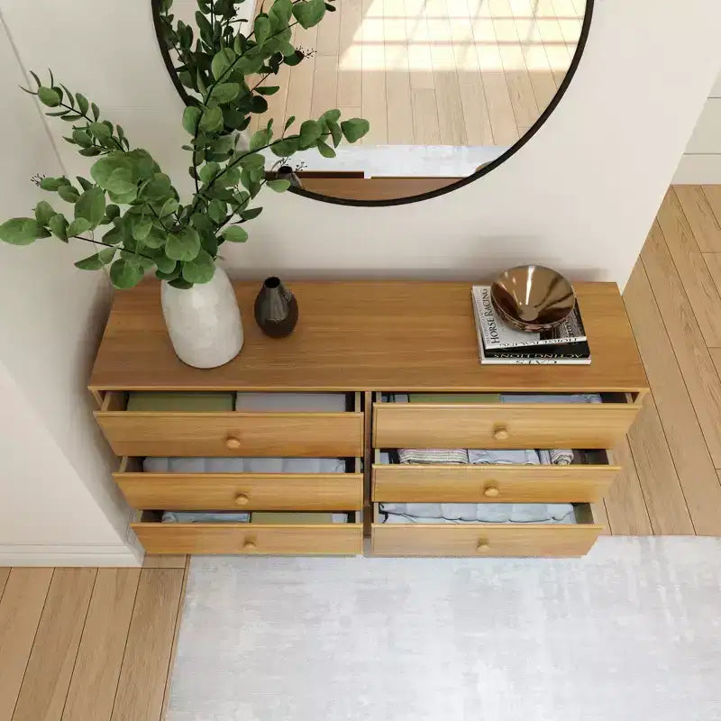 Commode en bois massif classique, commode de rangement pour chambre à coucher