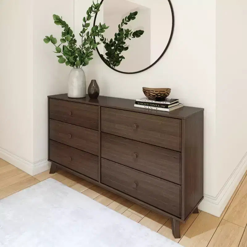 Commode en bois massif classique, commode de rangement pour chambre à coucher