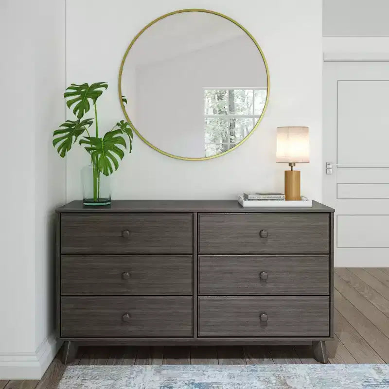 Commode en bois massif classique, commode de rangement pour chambre à coucher