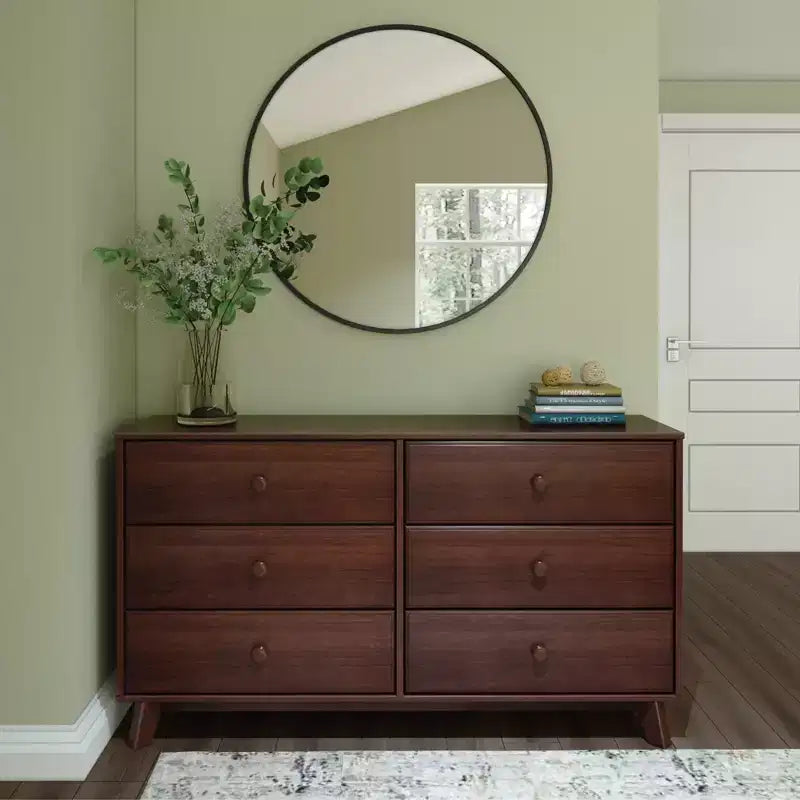 Commode en bois massif classique, commode de rangement pour chambre à coucher