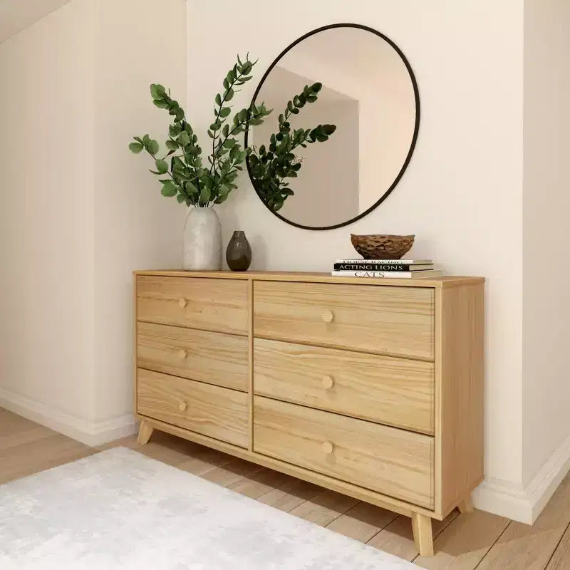 Commode en bois massif classique, commode de rangement pour chambre à coucher