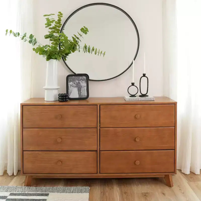 Commode en bois massif classique, commode de rangement pour chambre à coucher