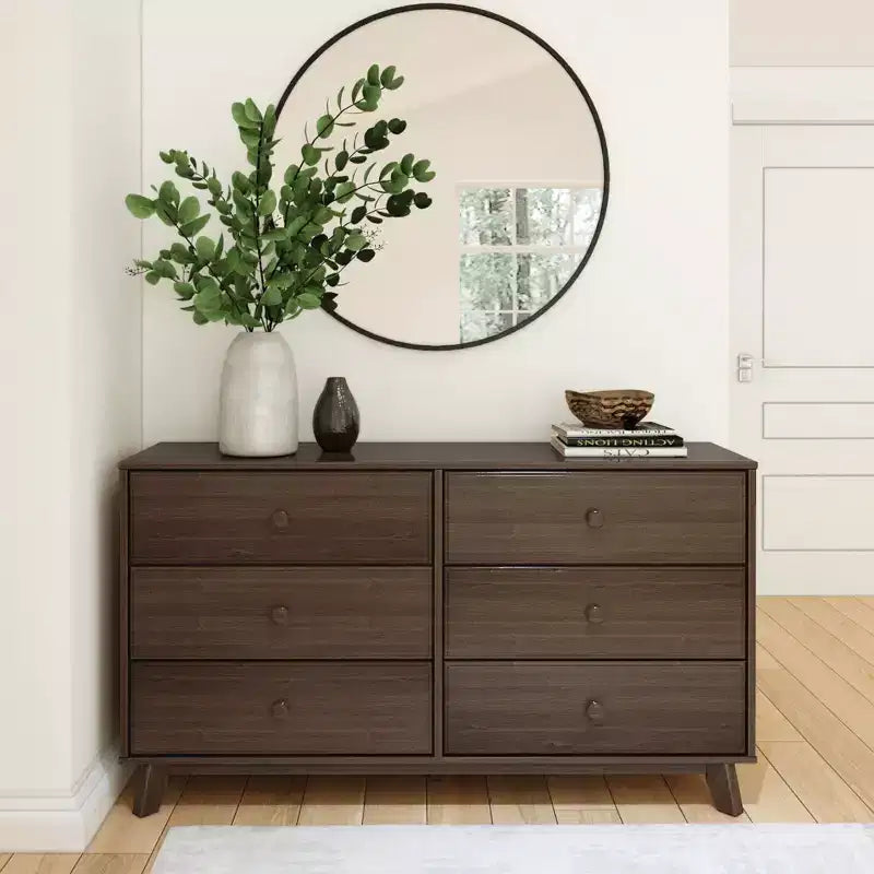Commode en bois massif classique, commode de rangement pour chambre à coucher
