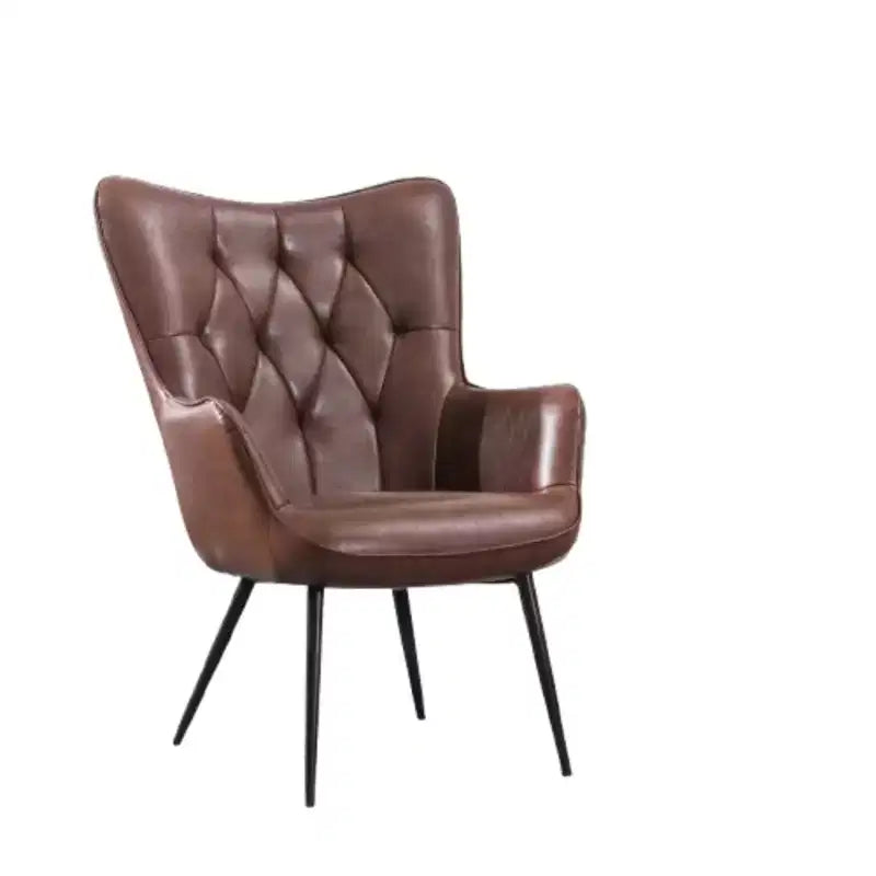 Fauteuil décontracté en cuir véritable marron foncé