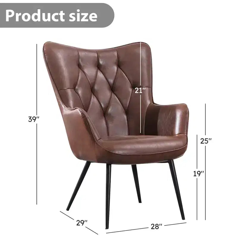 Fauteuil décontracté en cuir véritable marron foncé