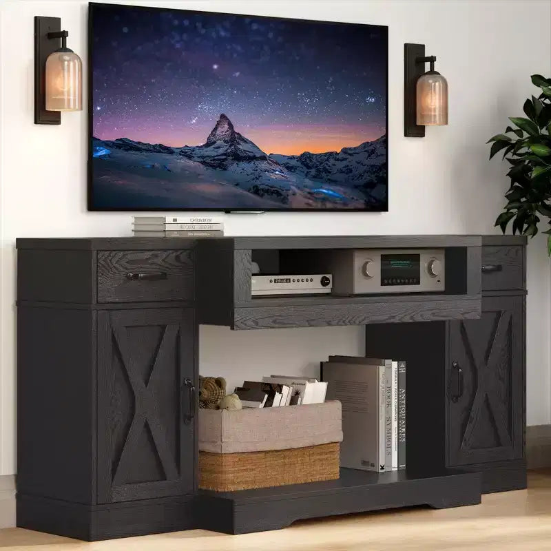 Meuble TV rustique avec console média