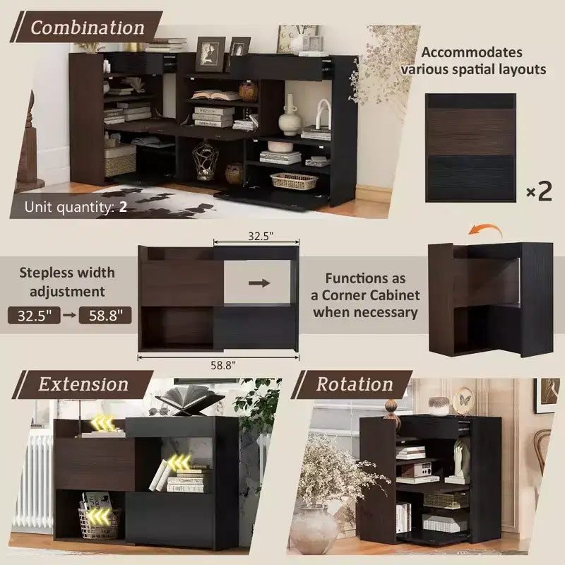 Meuble à chaussures escamotable et rotatif avec tiroirs