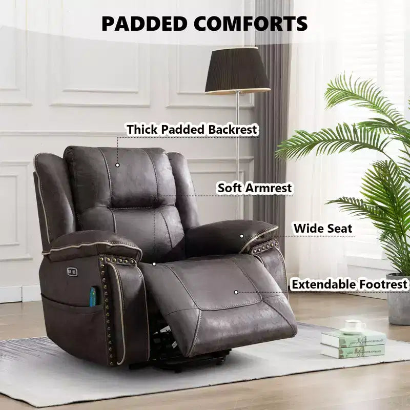 Fauteuil inclinable massant et chauffant, fauteuil de relaxation pivotant en cuir