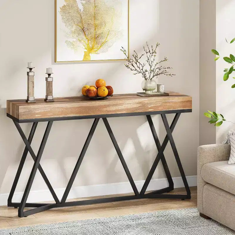 Table d'entrée en bois massif de style rustique