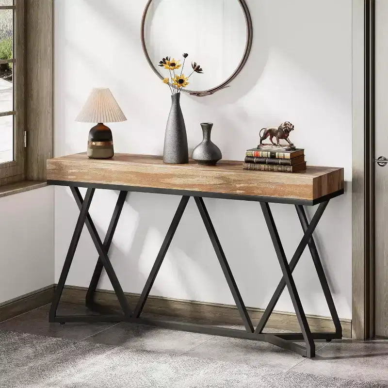 Table d'entrée en bois massif de style rustique
