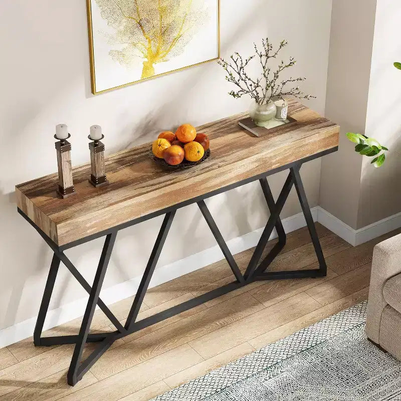Table d'entrée en bois massif de style rustique